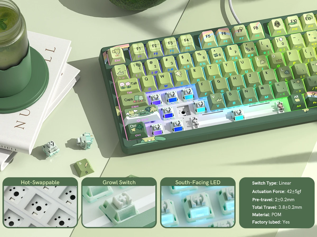 Womier SK80 Frog 75% Keyboard with Color OLED Display Mechanical Gaming Keyboard Gasket Mounted RGB Hot Swap Custom Keyboard