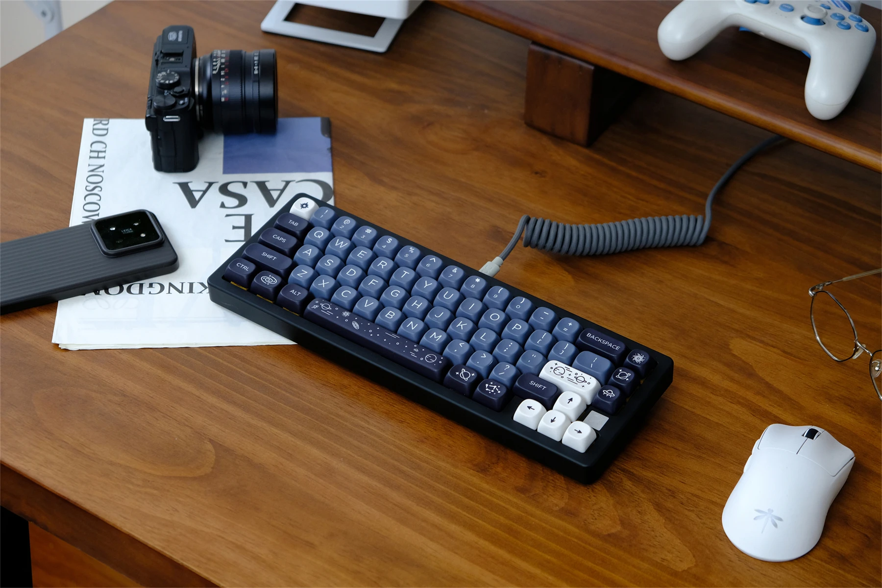 MOA Profile PBT Key caps White Milky Way Five Sided Dye Sublimation Keycaps for Cherry Gateron MX Switches Mechanical Keyboard