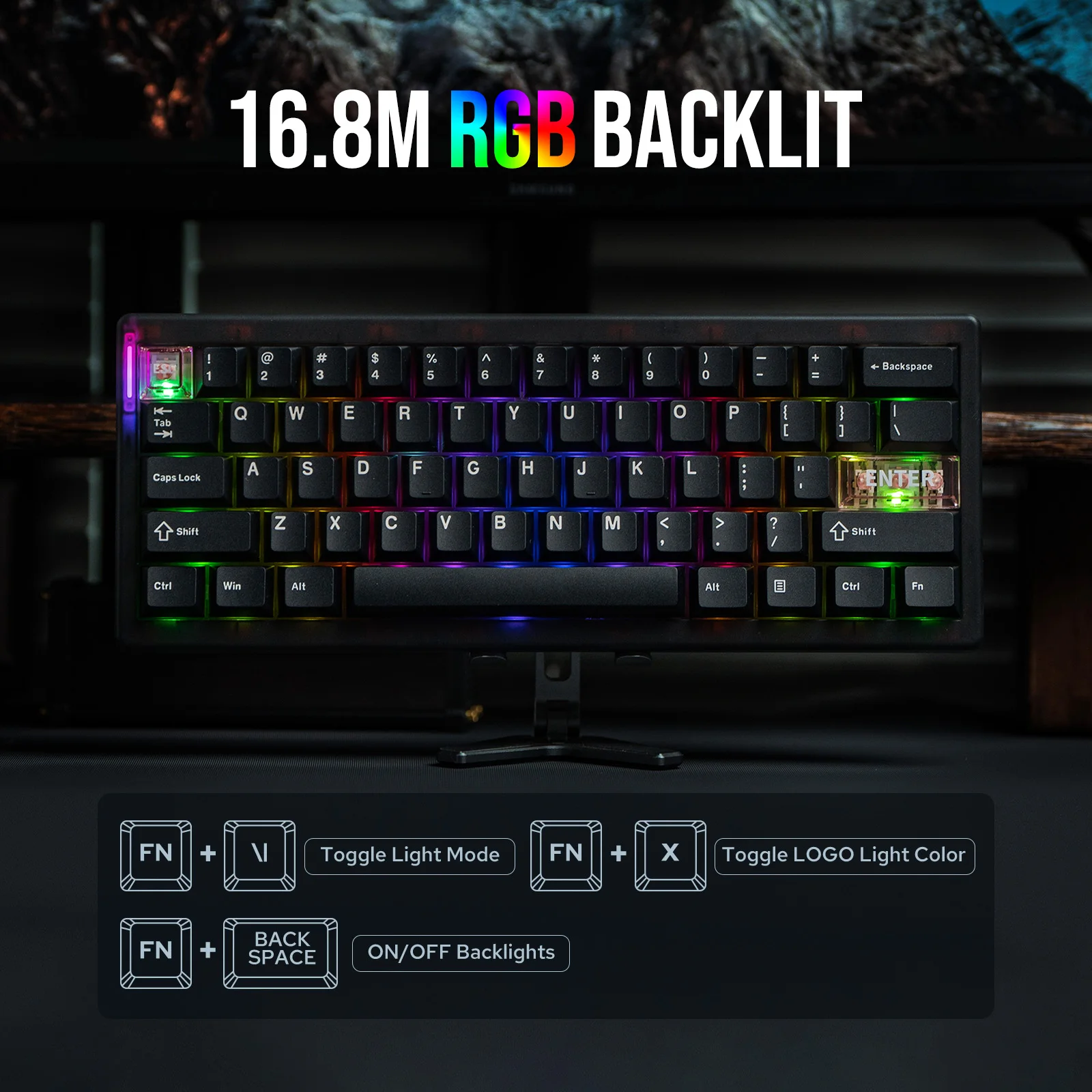 CIDOO QK61 V2 VIA-Programmable 60% Gasket Structure Wired/2.4GHz Wireless/Bluetooth Compact Keyboard with South-Facing LEDs