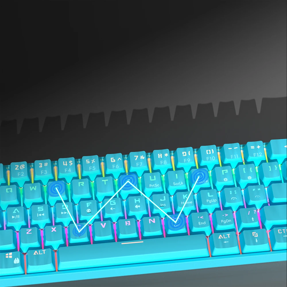 MUCAI MK61 USB Gaming Esports Mechanical Keyboard Red Axis 61 Key Wired Detachable Cable RGB Backlight Hot Swap