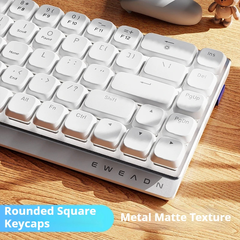 EWEADN Tri-Mode Ergonomic Wireless Gaming Keyboard,BT/2.4G/Wired,Low Profile Switch,Screen Display,Silent,Knob, for PC/Laptop