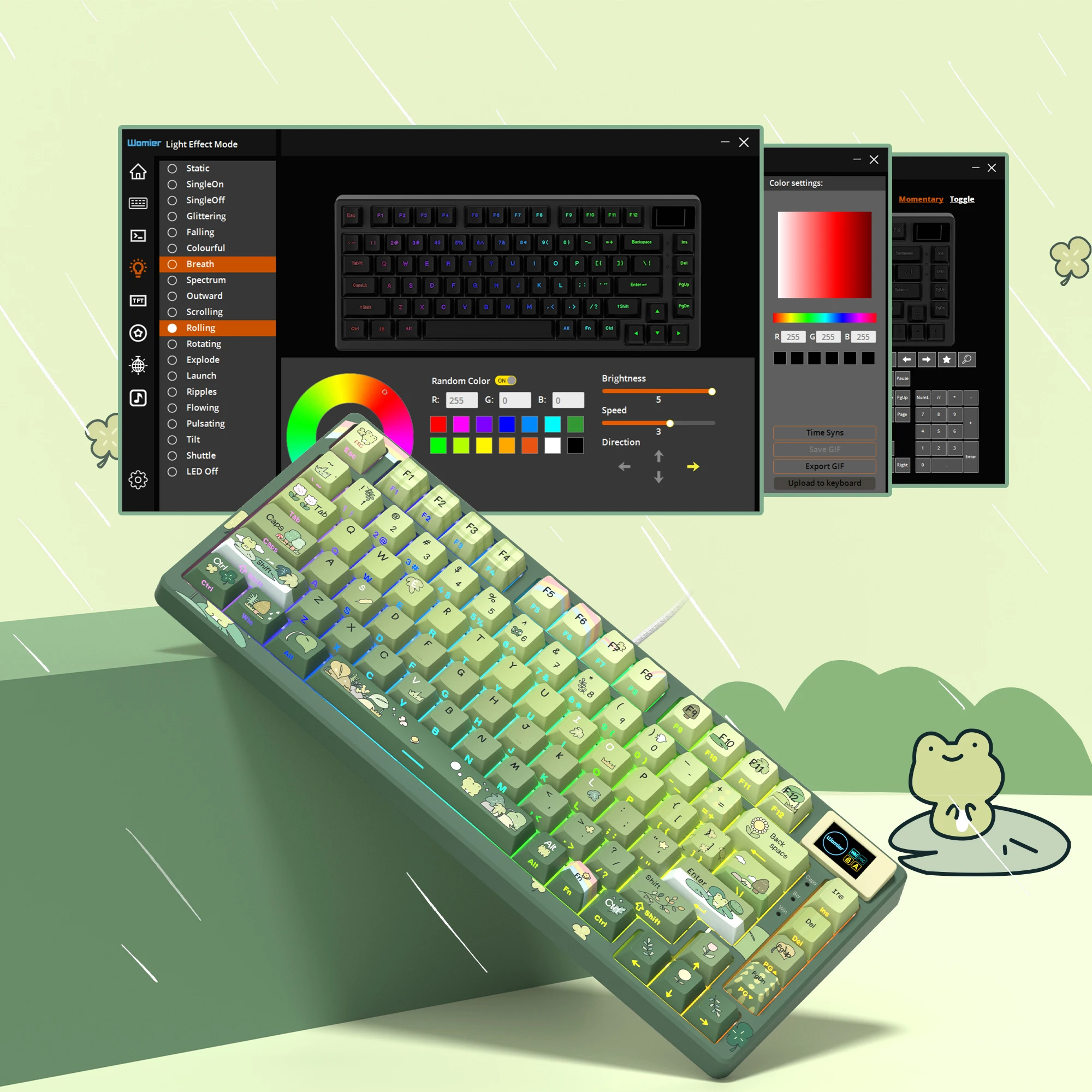 Womier SK80 Frog 75% Keyboard with Color OLED Display Mechanical Gaming Keyboard Gasket Mounted RGB Hot Swap Custom Keyboard