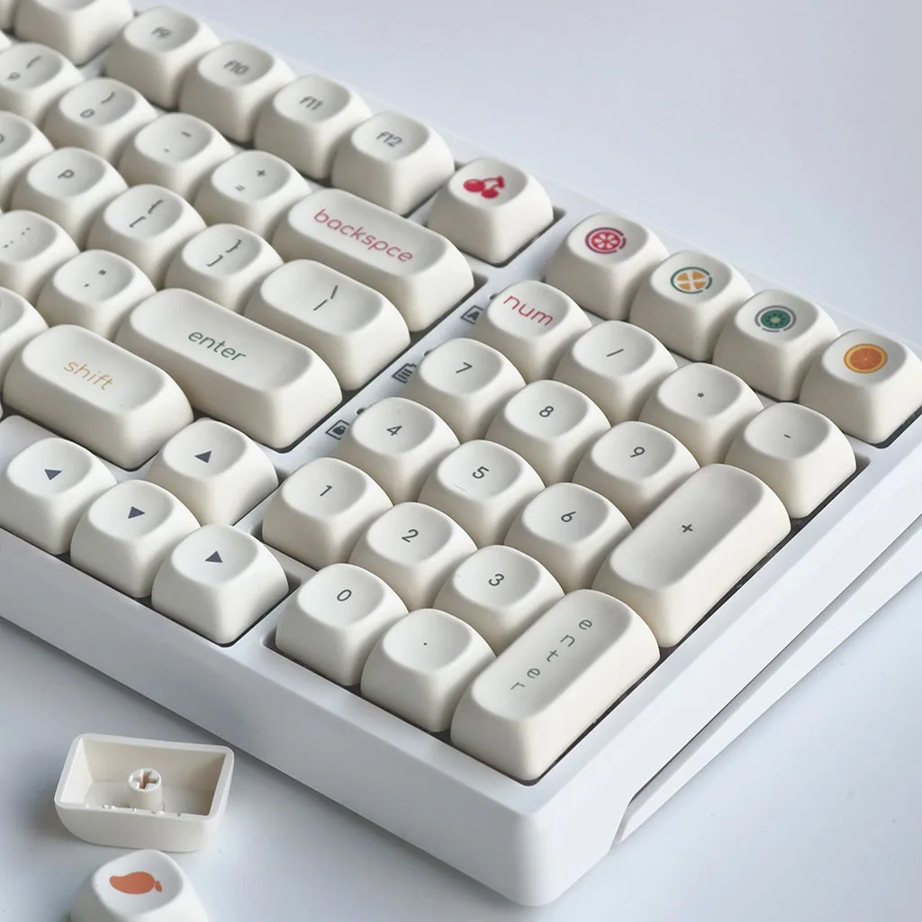 MOA Simple Cute Keycap Set PBT Sublimation Frozen Yogurt Theme Small Font Personalized Keycaps for Mechanical Keyboard 124 Keys