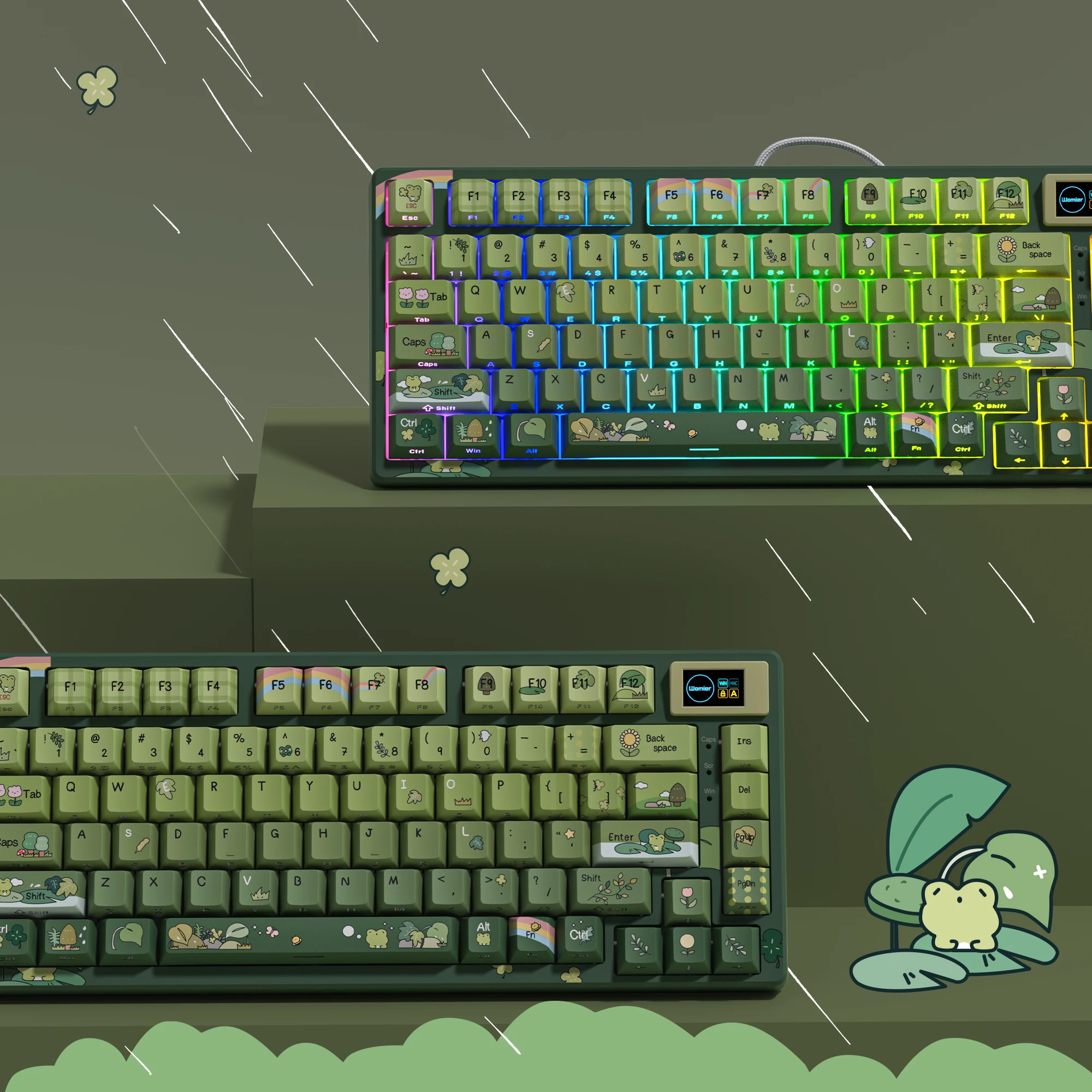 Womier SK80 Frog 75% Keyboard with Color OLED Display Mechanical Gaming Keyboard Gasket Mounted RGB Hot Swap Custom Keyboard