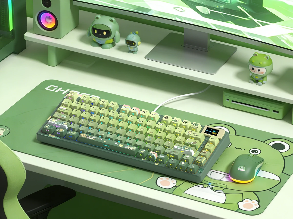 Womier SK80 Frog 75% Keyboard with Color OLED Display Mechanical Gaming Keyboard Gasket Mounted RGB Hot Swap Custom Keyboard