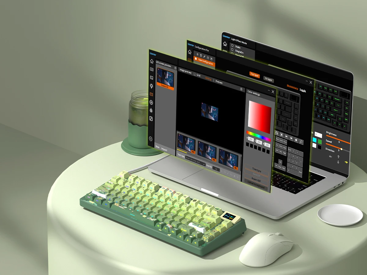 Womier SK80 Frog 75% Keyboard with Color OLED Display Mechanical Gaming Keyboard Gasket Mounted RGB Hot Swap Custom Keyboard