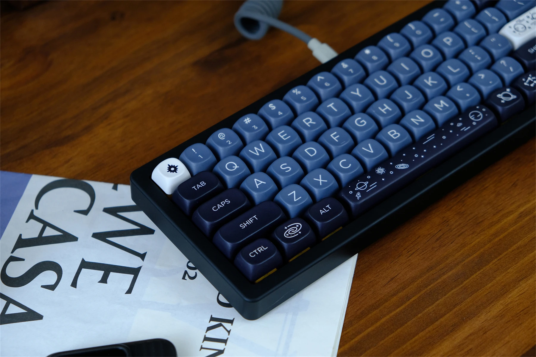 MOA Profile PBT Key caps White Milky Way Five Sided Dye Sublimation Keycaps for Cherry Gateron MX Switches Mechanical Keyboard