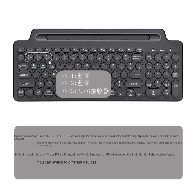 KLW MLD-569 3 In 1 Bluetooth And 2.4G Wireless With Slot  Intelligent Touchpad Keyboard For Tablet Computer Mobilephone