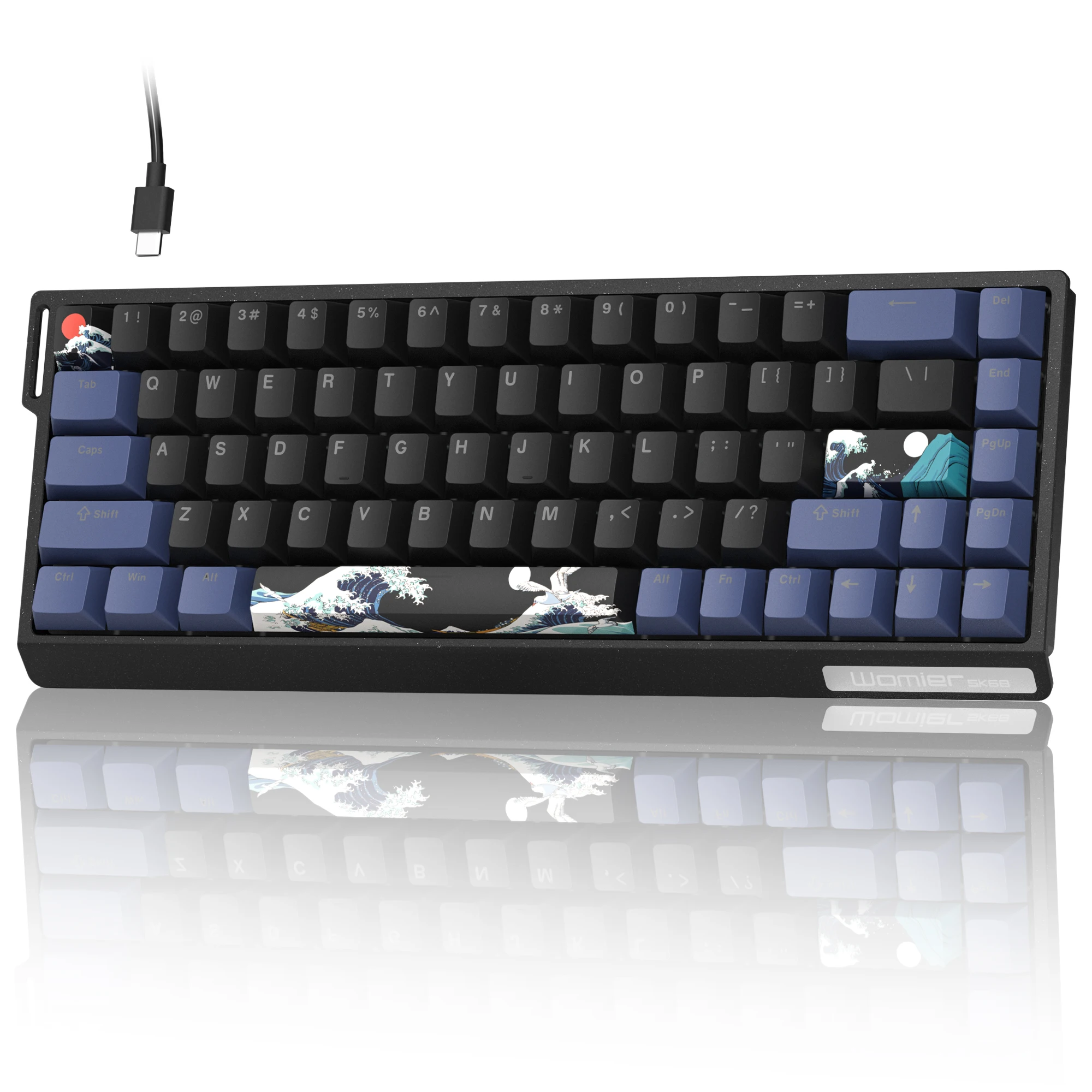 Womier SK68 Black Coral Sea Gaming Mechanical Keyboard QMK Wired Comic 65% Gasket Mount Hot Swap RGB Keyboard for Win/Mac