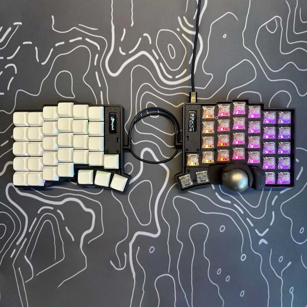 Keyball 39/44/61 Split Keyboard Kit With Screen Trackball RGB Customized Wired Keyball Split Mechanical Keyboards Kit Pc Gamer