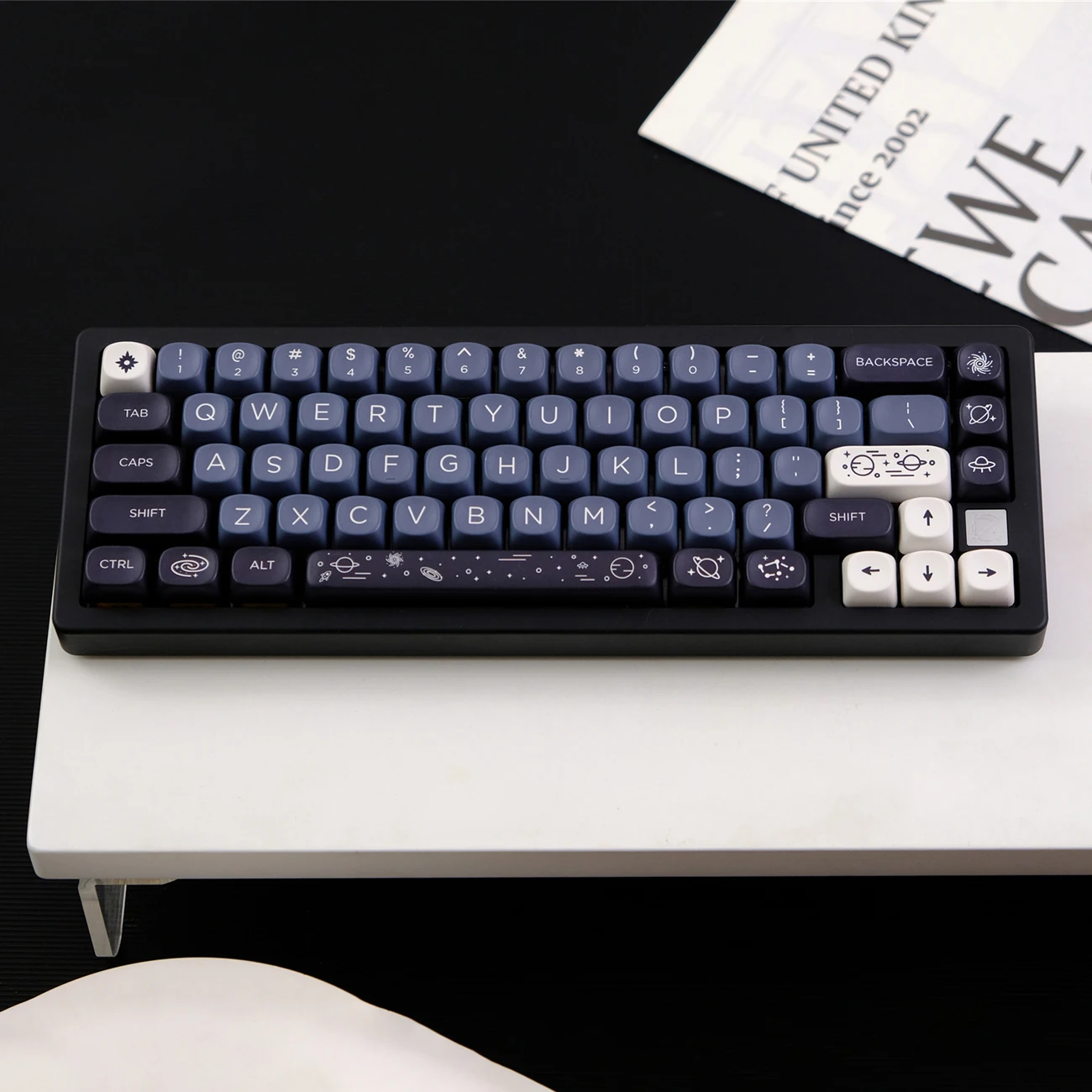 MOA Profile PBT Key caps White Milky Way Five Sided Dye Sublimation Keycaps for Cherry Gateron MX Switches Mechanical Keyboard