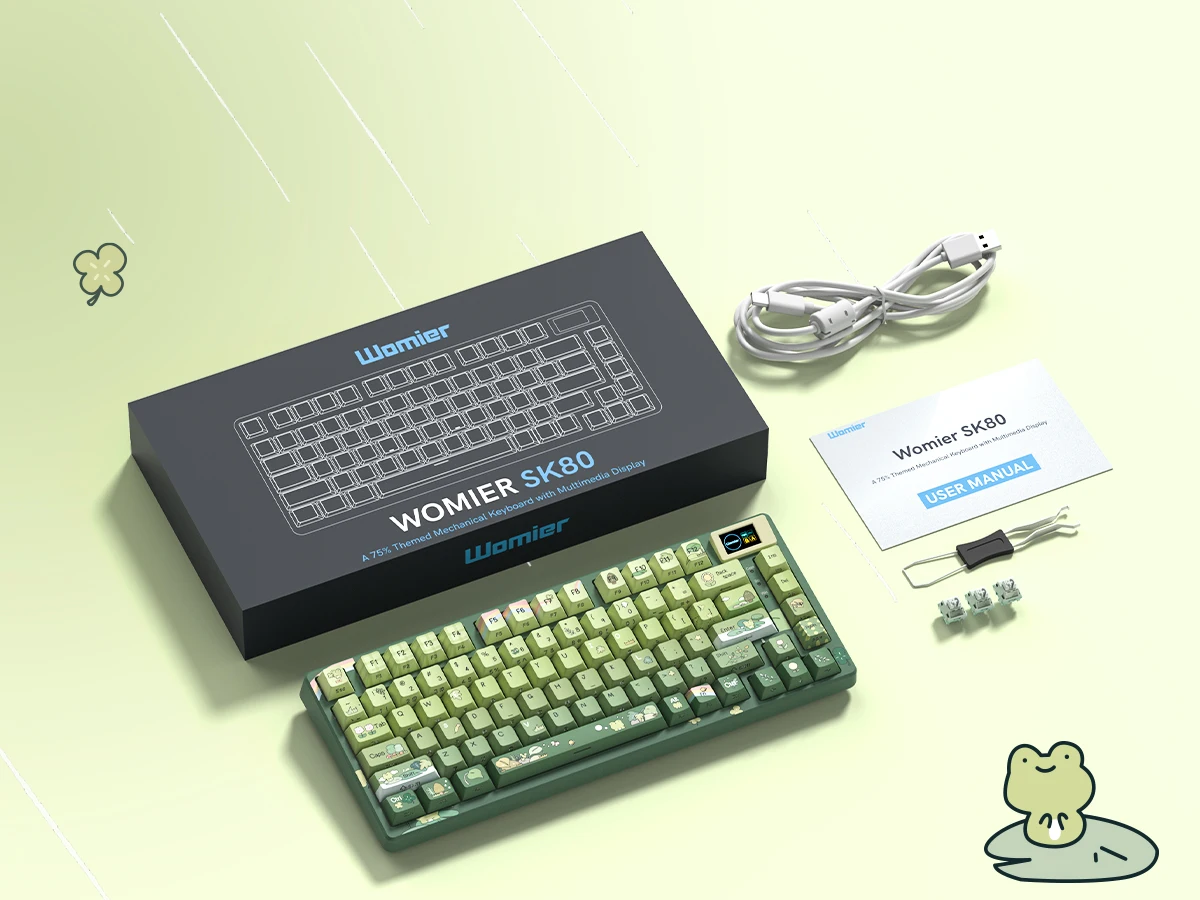 Womier SK80 Frog 75% Keyboard with Color OLED Display Mechanical Gaming Keyboard Gasket Mounted RGB Hot Swap Custom Keyboard