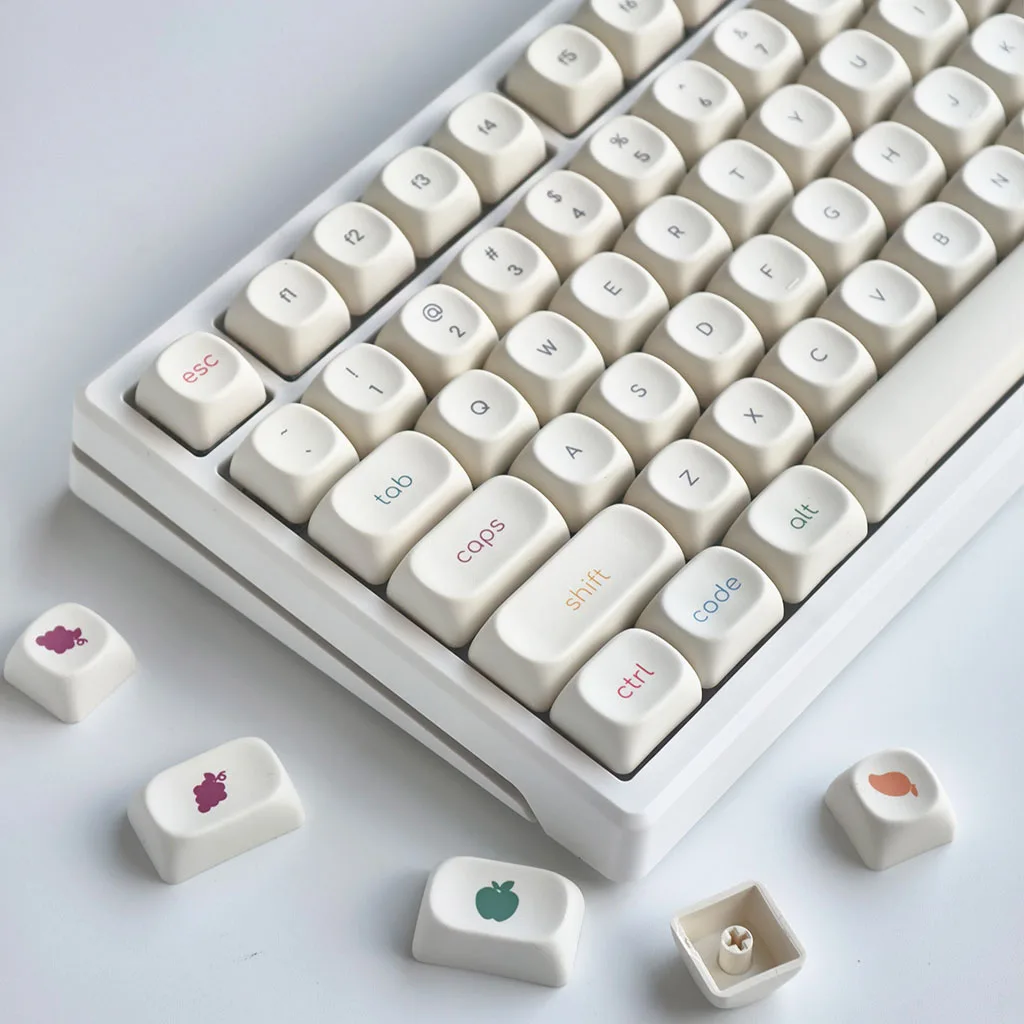 MOA Simple Cute Keycap Set PBT Sublimation Frozen Yogurt Theme Small Font Personalized Keycaps for Mechanical Keyboard 124 Keys