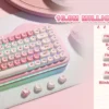 YUNZII C75 Pink Wireless Mechanical Keyboard, 75% Creamy Hot Swap RGB Keyboard, Gasket Mount Cute Cake Design for Win/Mac/Gaming