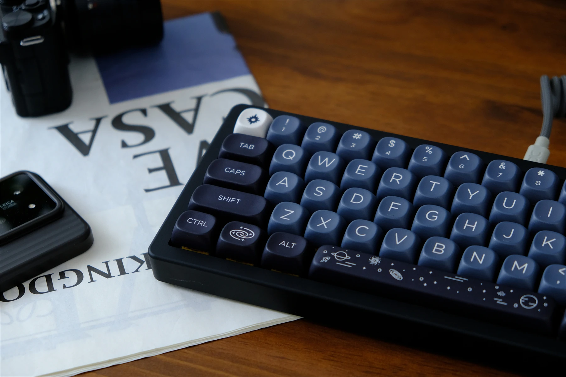 MOA Profile PBT Key caps White Milky Way Five Sided Dye Sublimation Keycaps for Cherry Gateron MX Switches Mechanical Keyboard