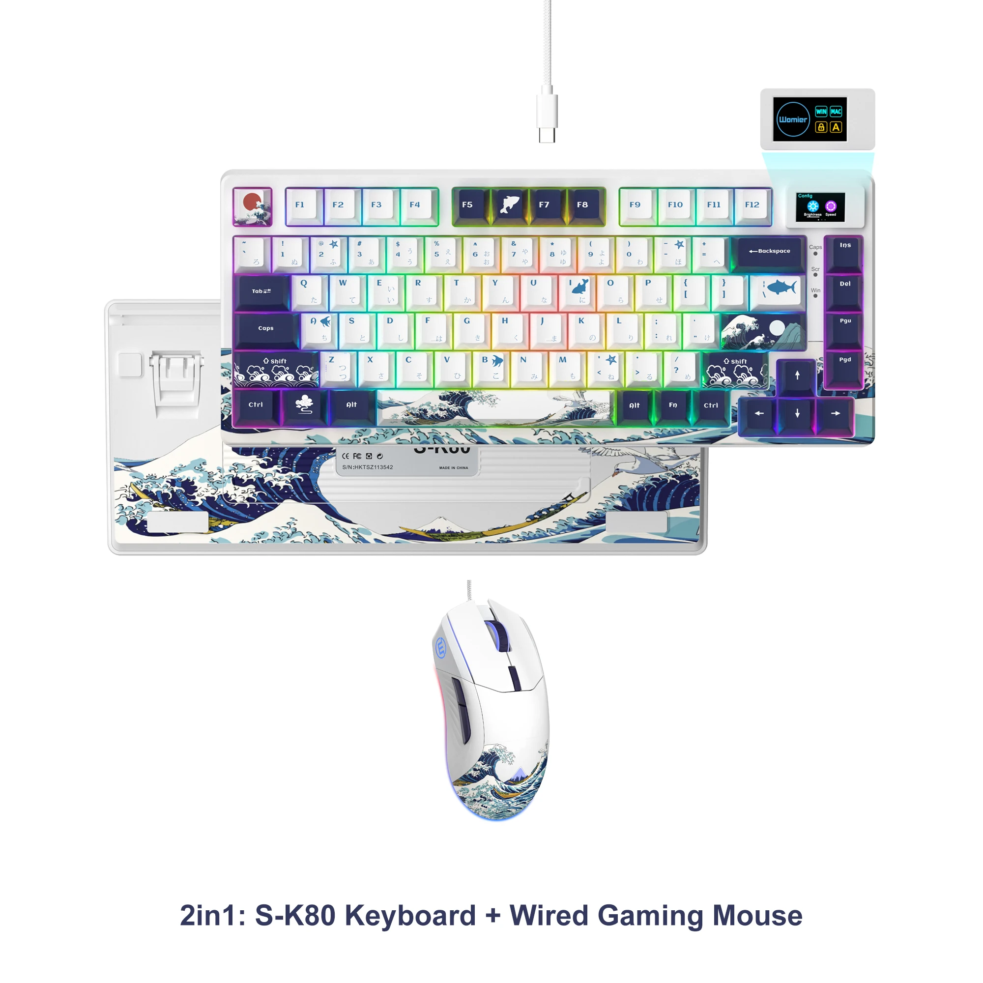Womier SK80 Frog 75% Keyboard with Color OLED Display Mechanical Gaming Keyboard Gasket Mounted RGB Hot Swap Custom Keyboard