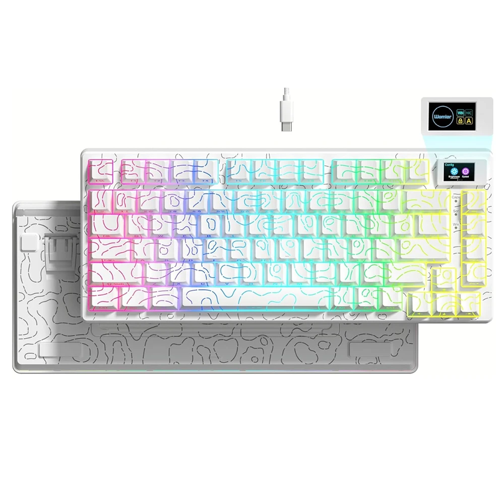 Womier SK80 Frog 75% Keyboard with Color OLED Display Mechanical Gaming Keyboard Gasket Mounted RGB Hot Swap Custom Keyboard