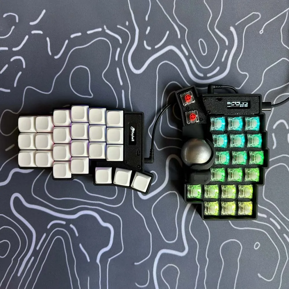 Keyball 39/44/61 Split Keyboard Kit With Screen Trackball RGB Customized Wired Keyball Split Mechanical Keyboards Kit Pc Gamer