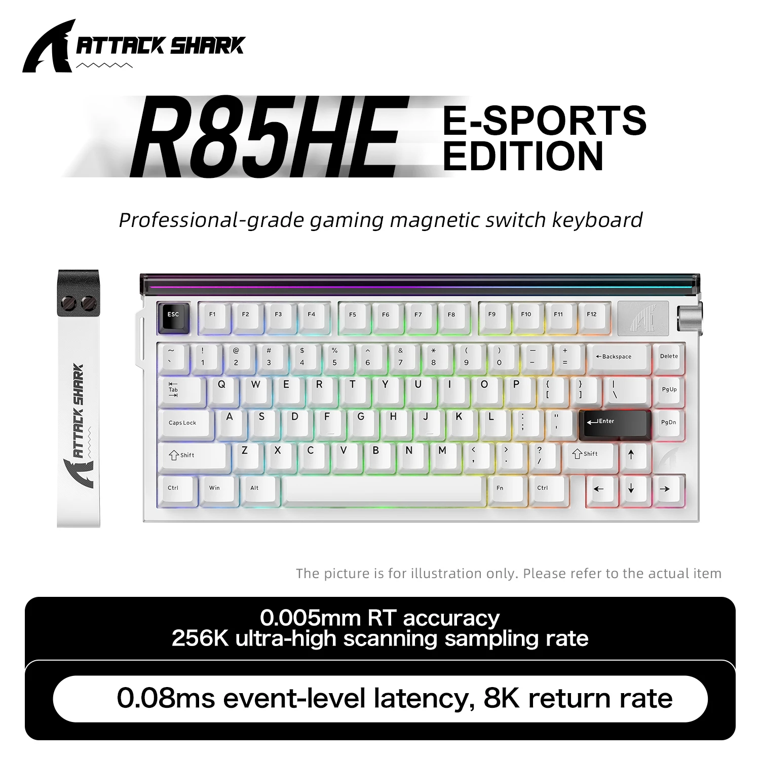 S9a97112fb6d04707974b93f5ed26add0W.webp R85 ATTACK SHARK R85HE Magnetic Keyboard Wired 0.005mm RT 8K+ Hz 256K RGB Gaming Keyboard Neon Lightbox for Esports Gaming