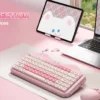 YUNZII C75 Pink Wireless Mechanical Keyboard, 75% Creamy Hot Swap RGB Keyboard, Gasket Mount Cute Cake Design for Win/Mac/Gaming