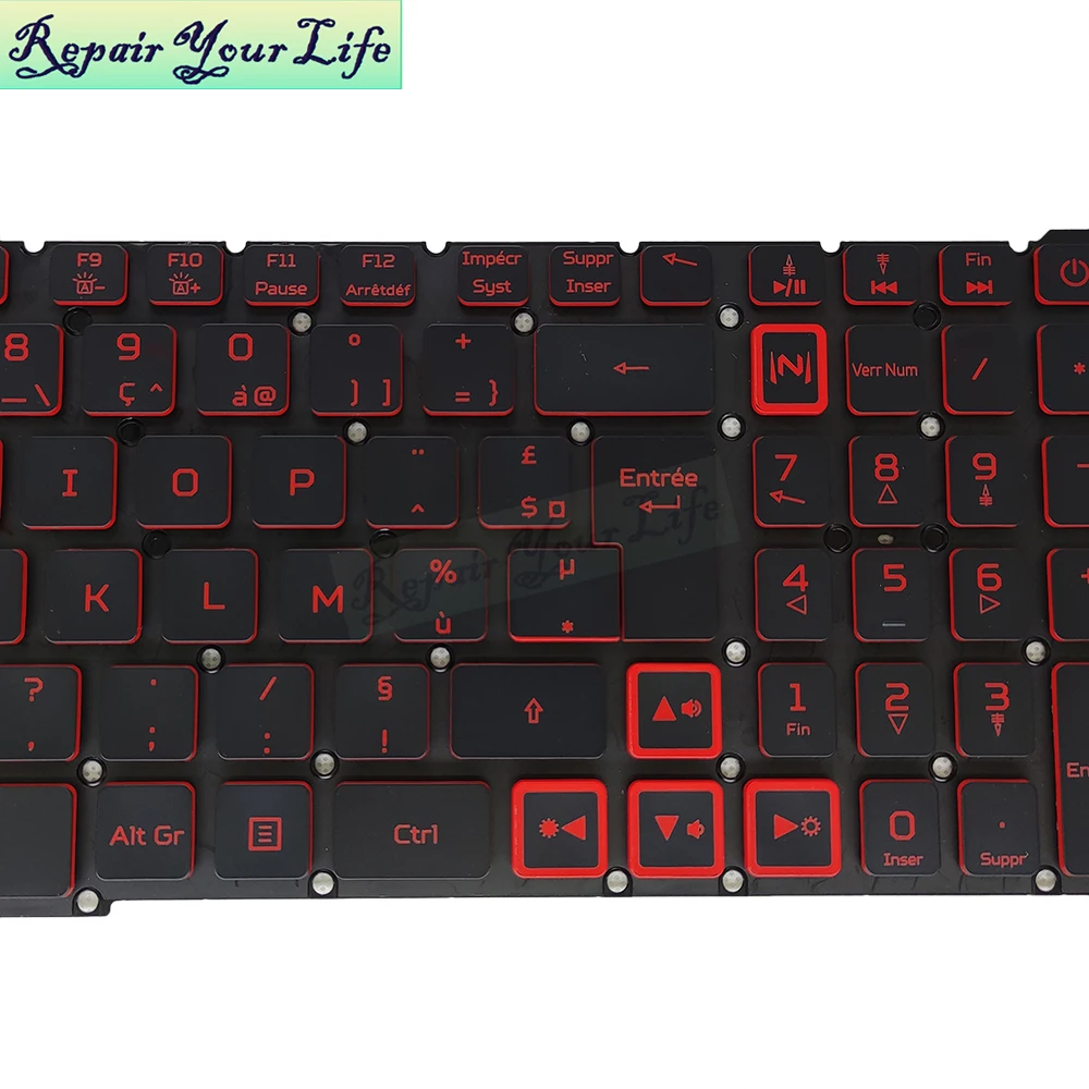 LA French AZERTY Backlit Keyboard For Acer Nitro 5 AN515 54 557H AN517 AN715-51 Latin Spanish keyboards SP ES Red LG5P-N90BRL
