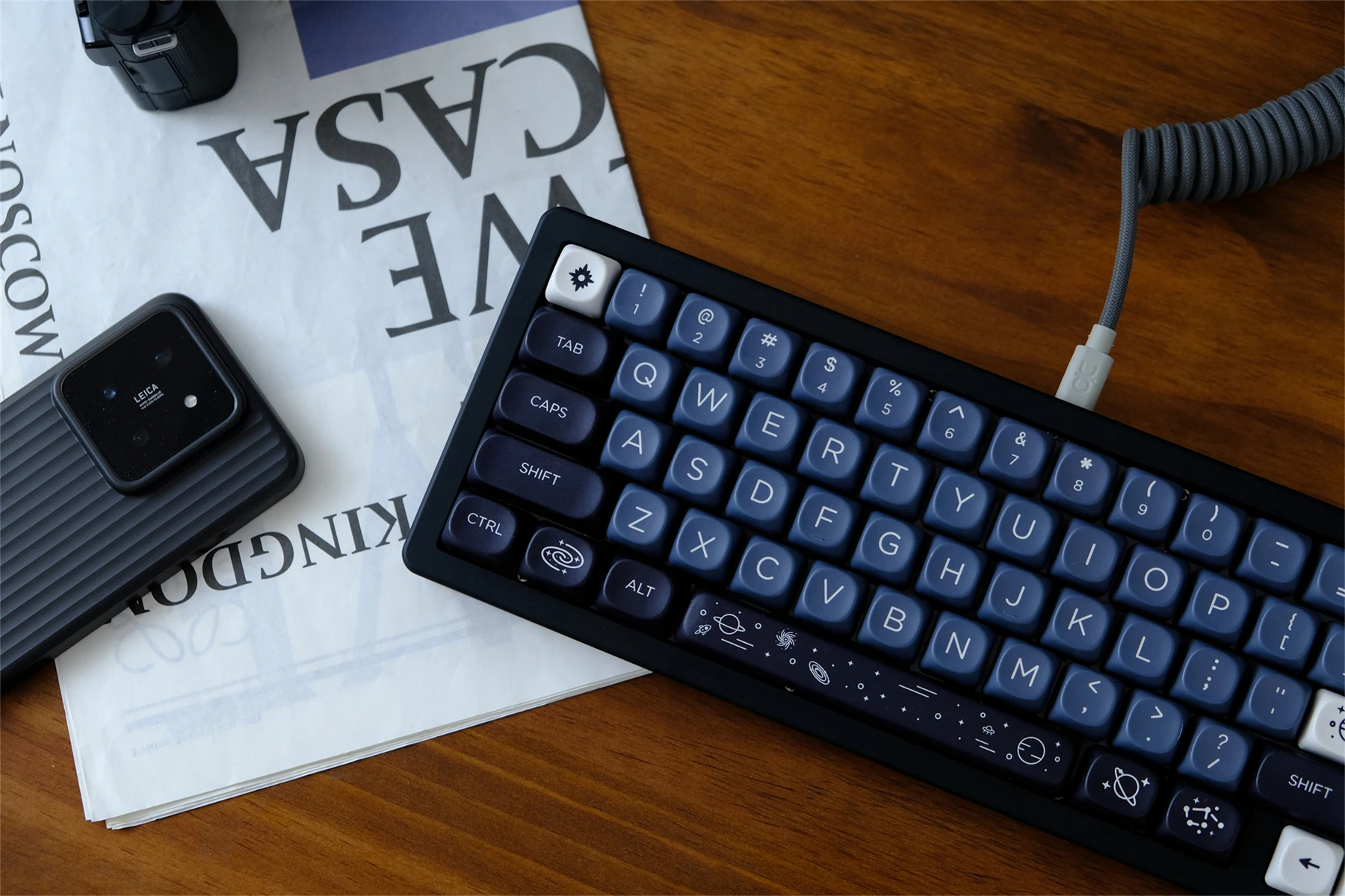 MOA Profile PBT Key caps White Milky Way Five Sided Dye Sublimation Keycaps for Cherry Gateron MX Switches Mechanical Keyboard