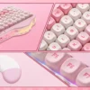 YUNZII C75 Pink Wireless Mechanical Keyboard, 75% Creamy Hot Swap RGB Keyboard, Gasket Mount Cute Cake Design for Win/Mac/Gaming