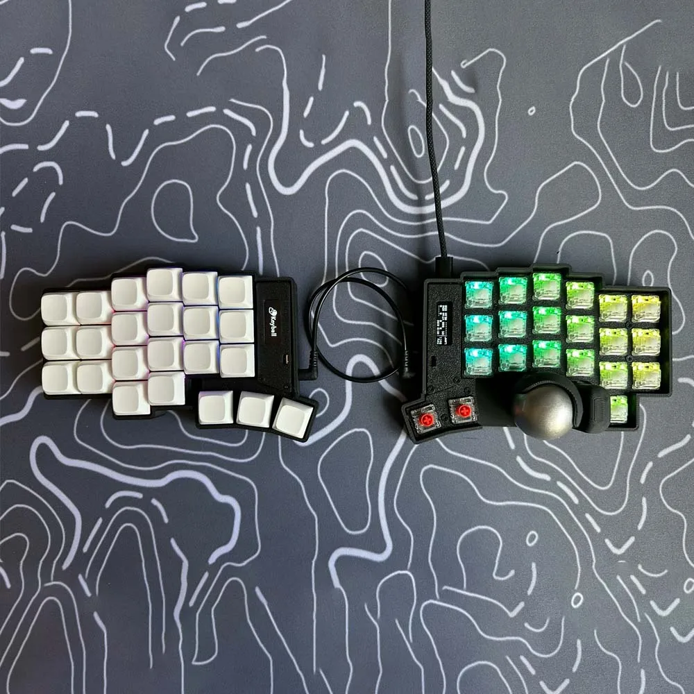 Keyball 39/44/61 Split Keyboard Kit With Screen Trackball RGB Customized Wired Keyball Split Mechanical Keyboards Kit Pc Gamer