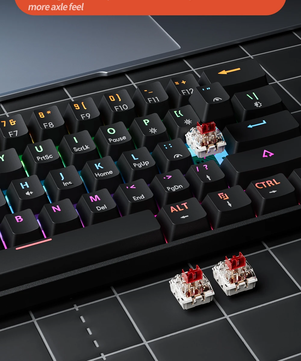 MUCAI MK61 USB Gaming Esports Mechanical Keyboard Red Axis 61 Key Wired Detachable Cable RGB Backlight Hot Swap