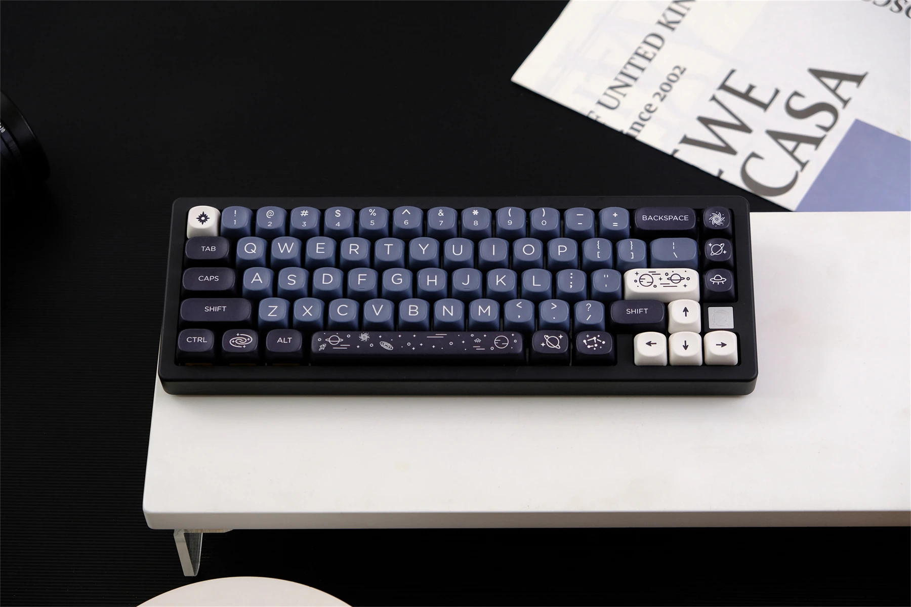 MOA Profile PBT Key caps White Milky Way Five Sided Dye Sublimation Keycaps for Cherry Gateron MX Switches Mechanical Keyboard