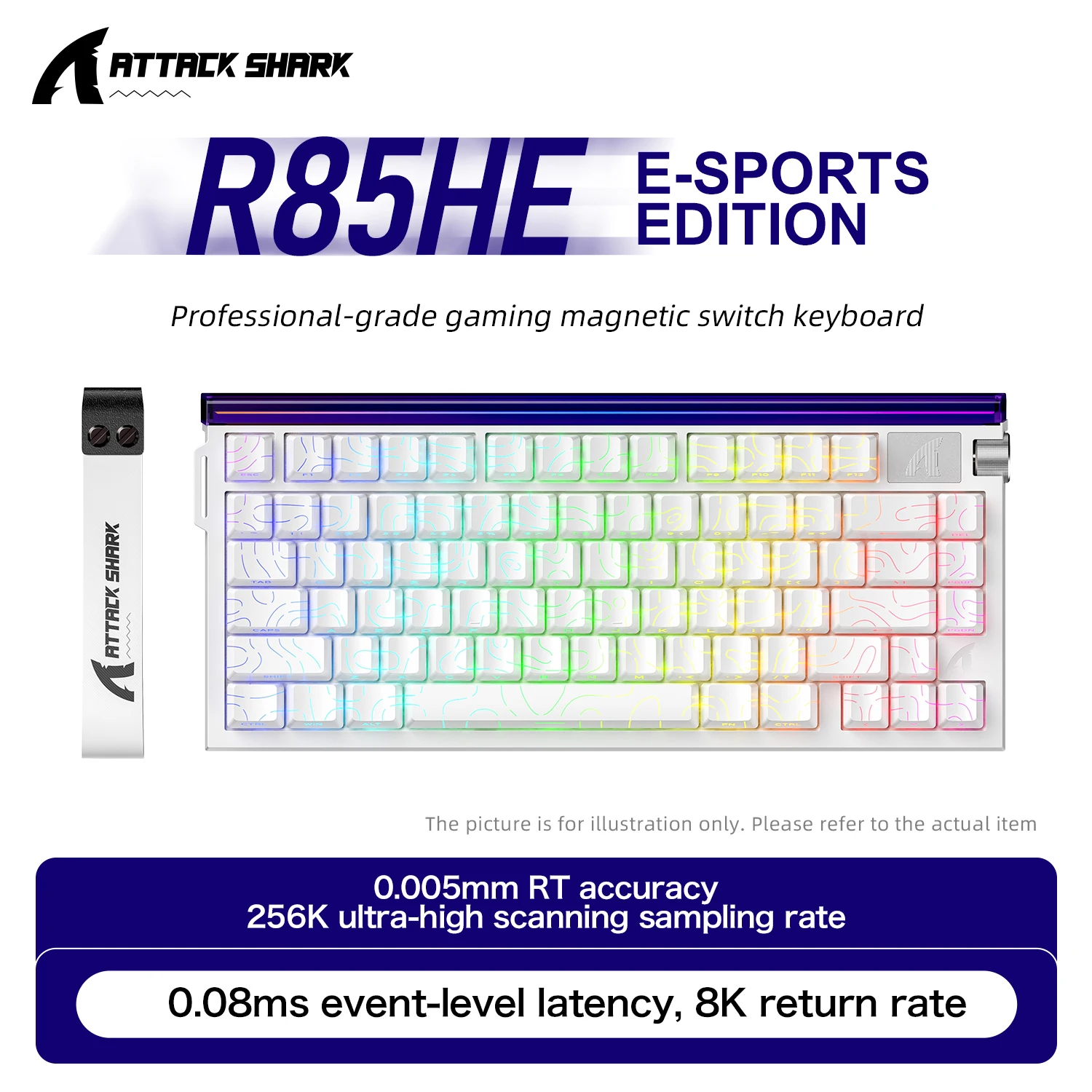 R85 ATTACK SHARK R85HE Magnetic Keyboard Wired 0.005mm RT 8K+ Hz 256K RGB Gaming Keyboard Neon Lightbox for Esports Gaming