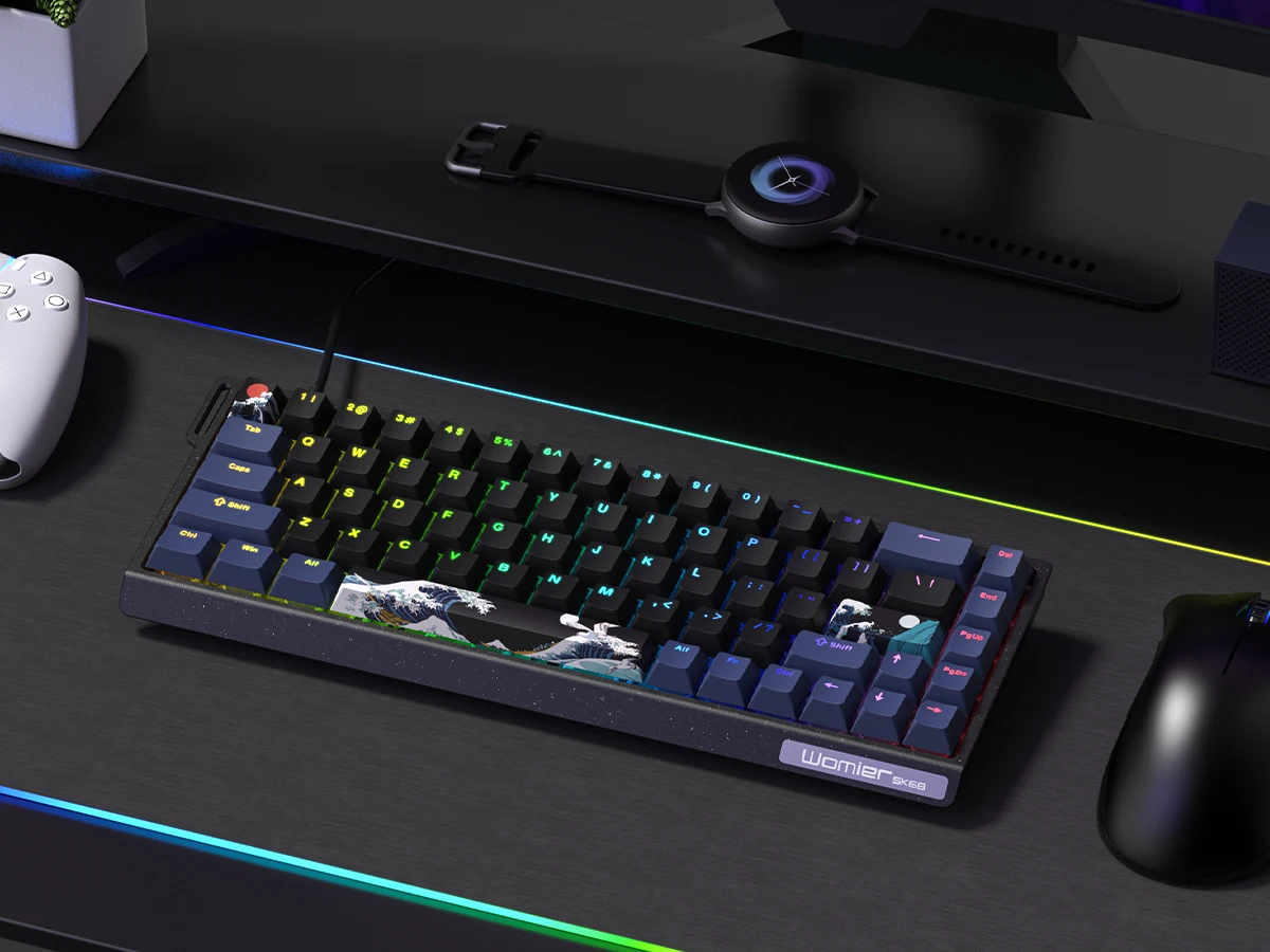Womier SK68 Black Coral Sea Gaming Mechanical Keyboard QMK Wired Comic 65% Gasket Mount Hot Swap RGB Keyboard for Win/Mac