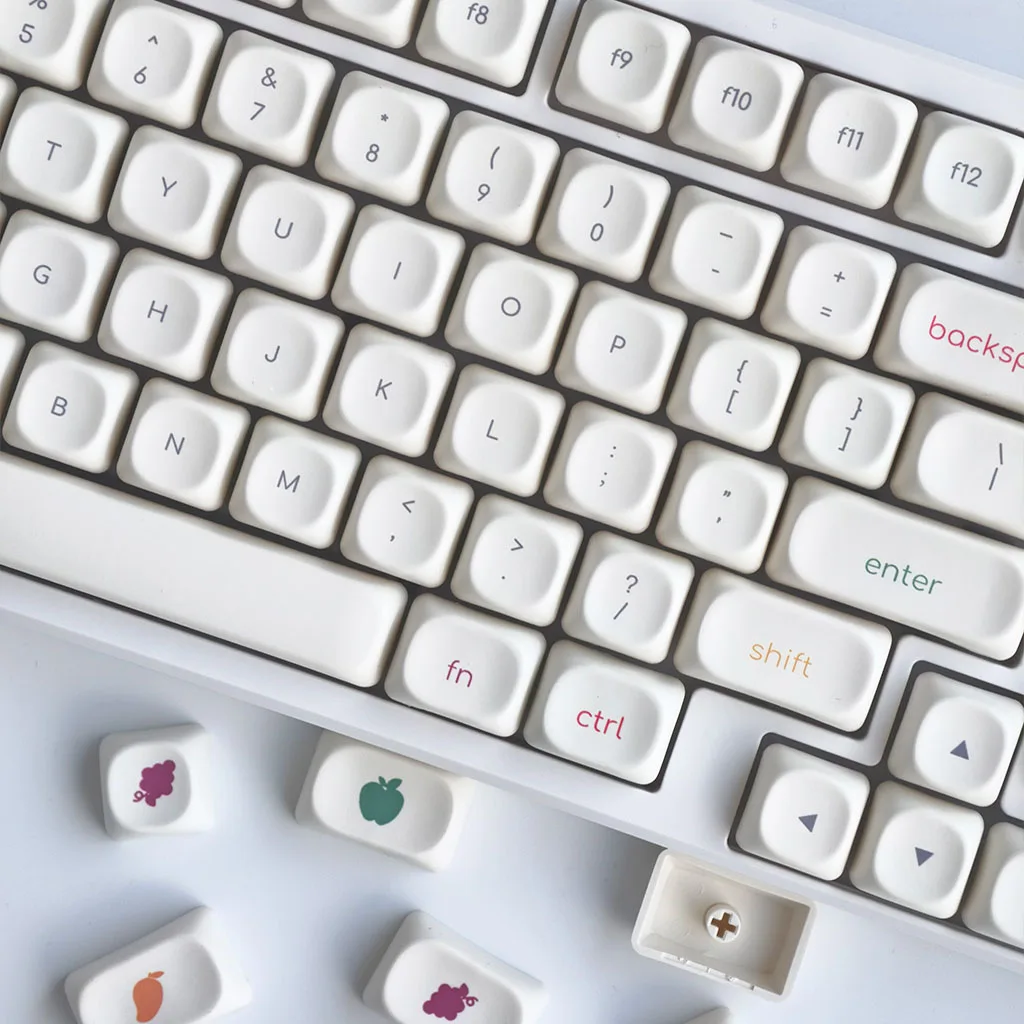 MOA Simple Cute Keycap Set PBT Sublimation Frozen Yogurt Theme Small Font Personalized Keycaps for Mechanical Keyboard 124 Keys