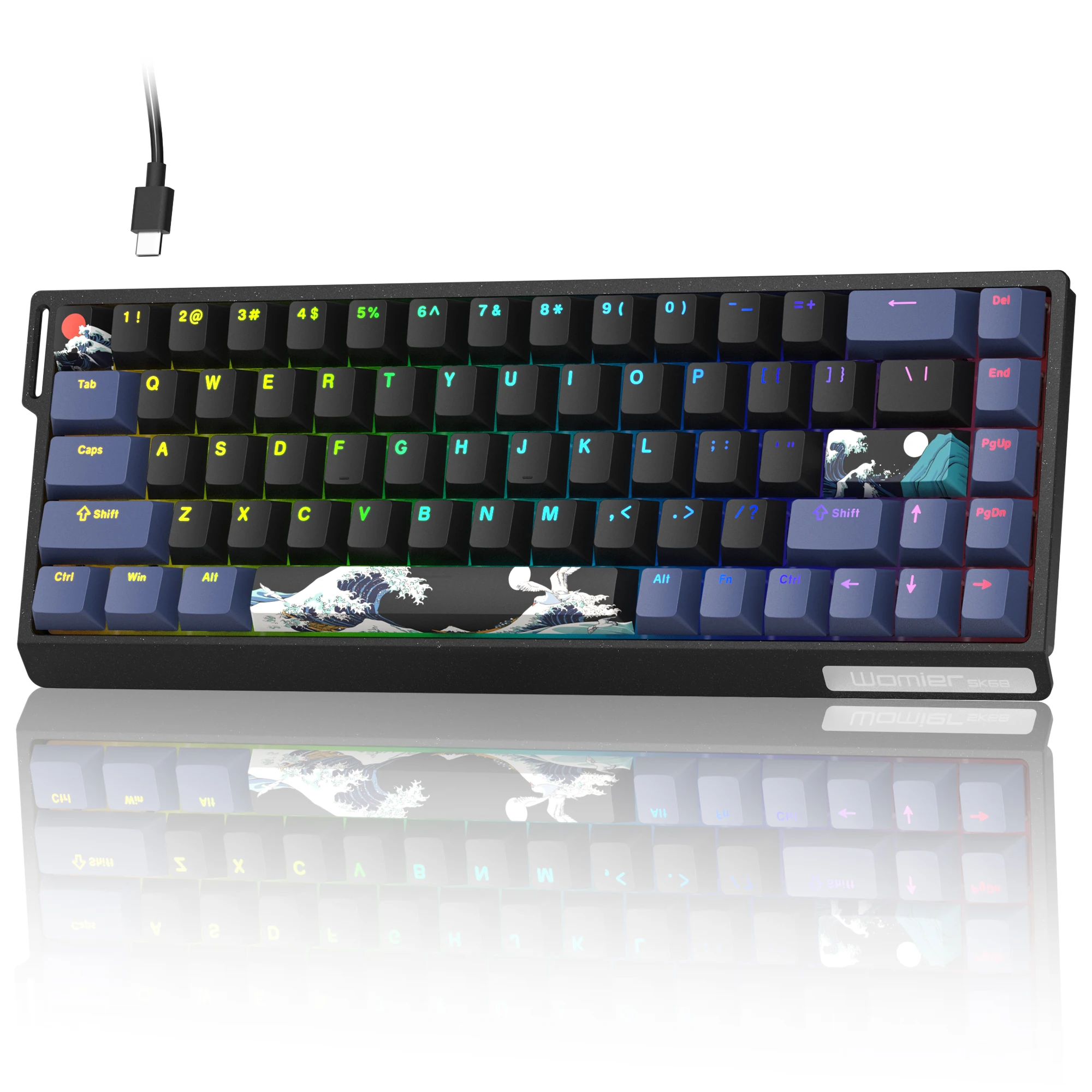 Sb9fffbd2478b4a18bd3a92c8db507463T.webp Womier SK68 Black Coral Sea Gaming Mechanical Keyboard QMK Wired Comic 65% Gasket Mount Hot Swap RGB Keyboard for Win/Mac