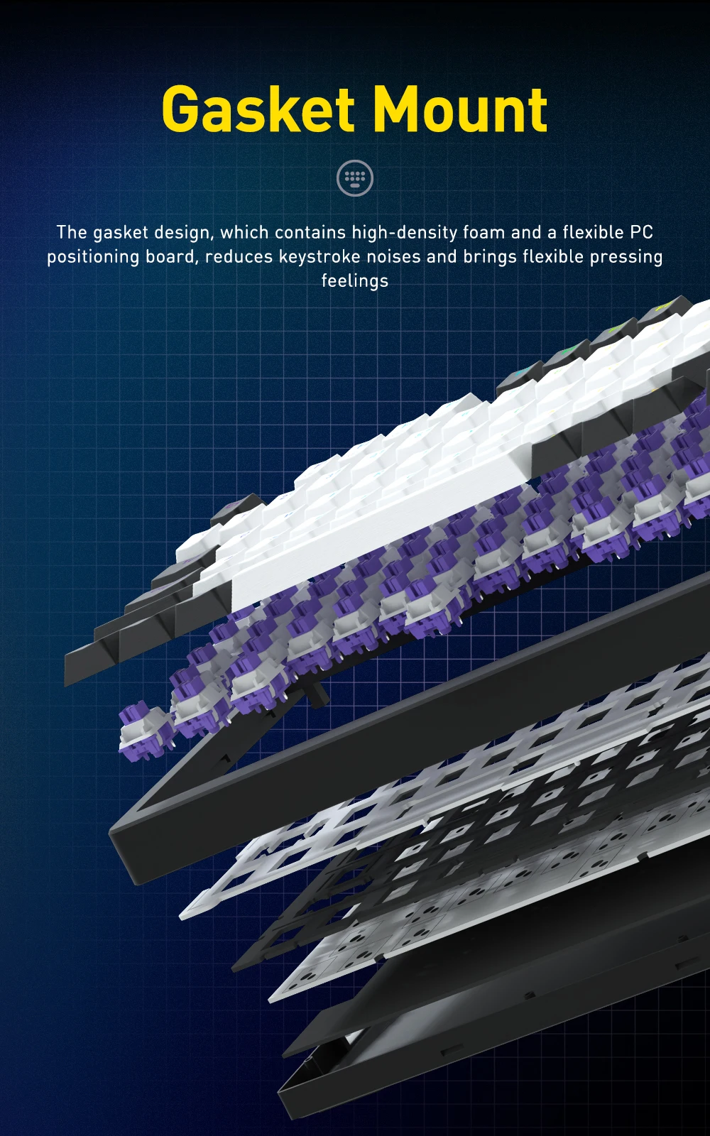 DAREU Wired Gasket Mechanical Keyboard N-Key Rollover Anti-ghosting RGB Backlight Dream switch with Multi Media Button