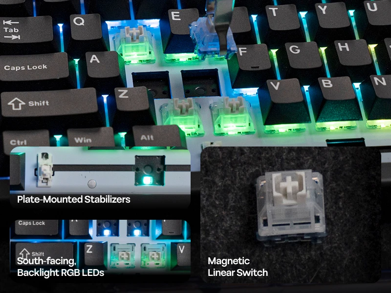 EPOMAKER HE80 75% Compact Layout Gasket Wired Hall Effect Magnetic Mechanical Keyboard DKS SOCD Adjustable Actuation RGB Backlit