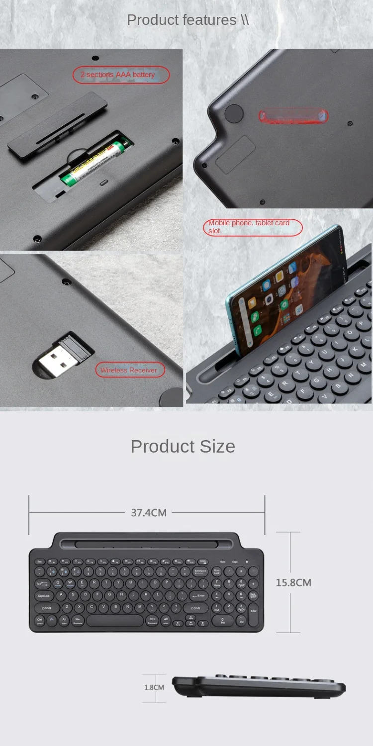 KLW MLD-569 3 In 1 Bluetooth And 2.4G Wireless With Slot  Intelligent Touchpad Keyboard For Tablet Computer Mobilephone