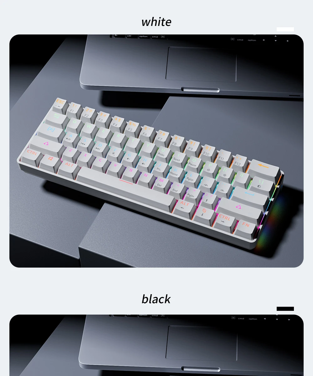 MUCAI MK61 USB Gaming Esports Mechanical Keyboard Red Axis 61 Key Wired Detachable Cable RGB Backlight Hot Swap
