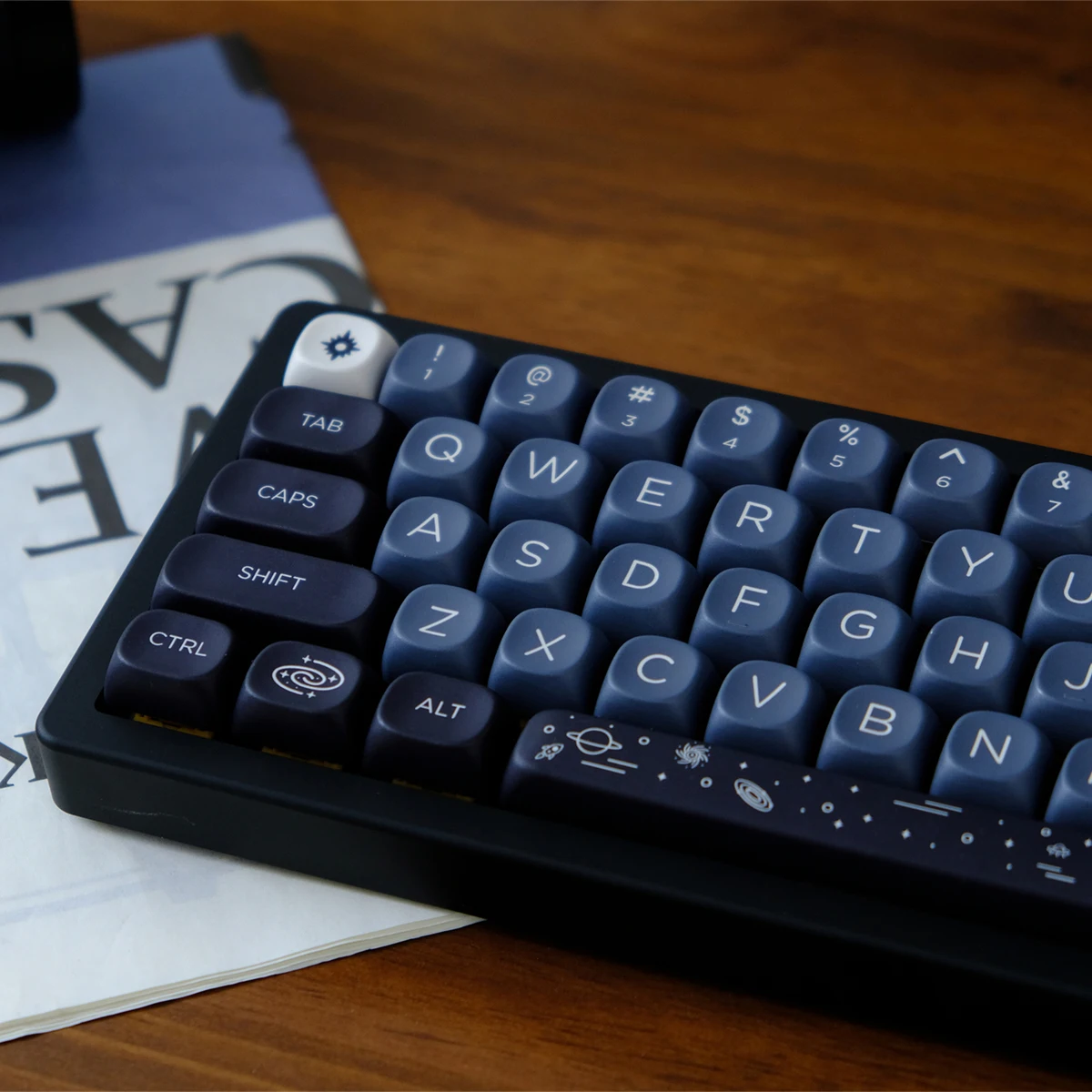 Sd294830cfad4432289f189a5be726730g.webp MOA Profile PBT Key caps White Milky Way Five Sided Dye Sublimation Keycaps for Cherry Gateron MX Switches Mechanical Keyboard