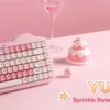 YUNZII C75 Pink Wireless Mechanical Keyboard, 75% Creamy Hot Swap RGB Keyboard, Gasket Mount Cute Cake Design for Win/Mac/Gaming