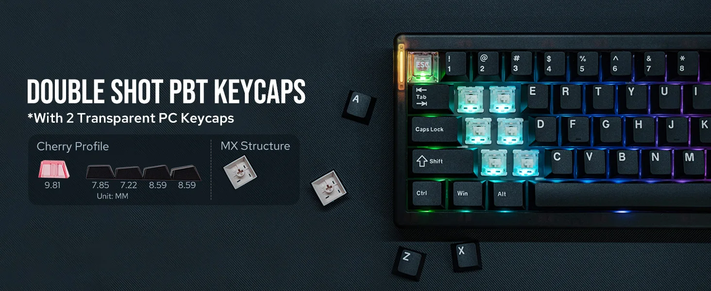 CIDOO QK61 V2 VIA-Programmable 60% Gasket Structure Wired/2.4GHz Wireless/Bluetooth Compact Keyboard with South-Facing LEDs