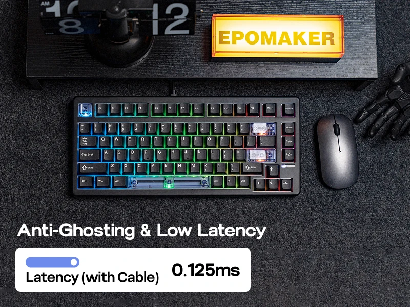 EPOMAKER HE80 75% Compact Layout Gasket Wired Hall Effect Magnetic Mechanical Keyboard DKS SOCD Adjustable Actuation RGB Backlit