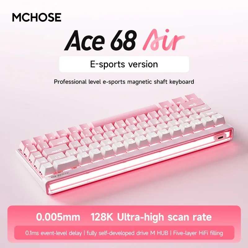 Sed88aa79f59d49c8ad161e595089c9b20.webp Mchose Ace68 Air Gaming Keyboard Hall Effect 0.001mm Rapid Trigger 8K+256K Polling Rate Dynamic RGB Light Box Magnetic