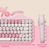YUNZII C75 Pink Wireless Mechanical Keyboard, 75% Creamy Hot Swap RGB Keyboard, Gasket Mount Cute Cake Design for Win/Mac/Gaming