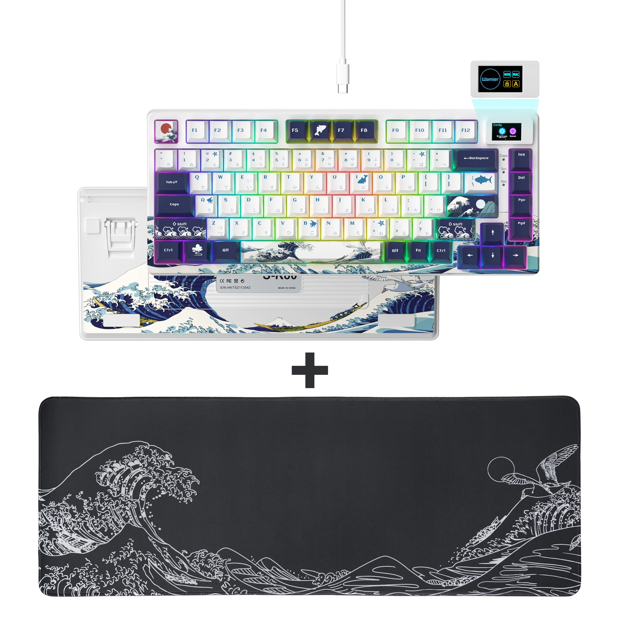 Sf6d79e4e8ef446fd90a089fe0f301f2bh.webp Womier SK80 Frog 75% Keyboard with Color OLED Display Mechanical Gaming Keyboard Gasket Mounted RGB Hot Swap Custom Keyboard
