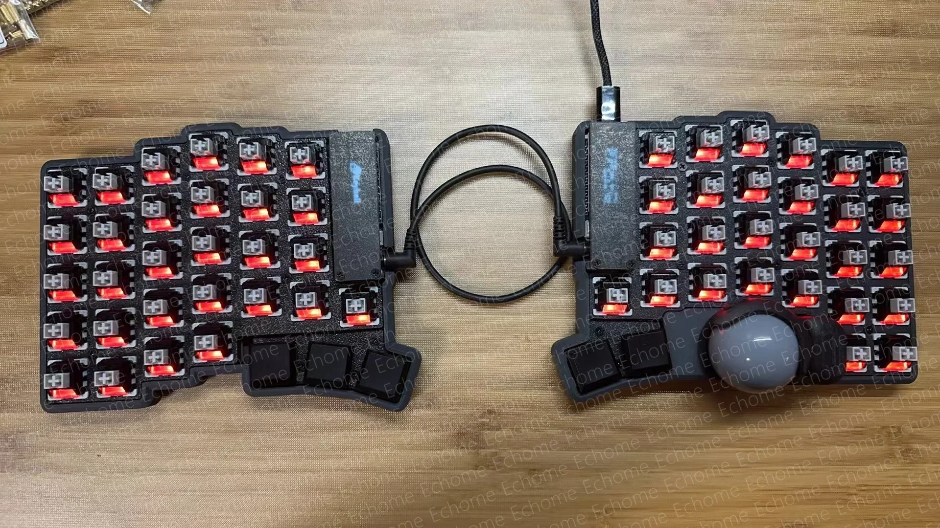 Keyball 39/44/61 Split Keyboard Kit With Screen Trackball RGB Customized Wired Keyball Split Mechanical Keyboards Kit Pc Gamer