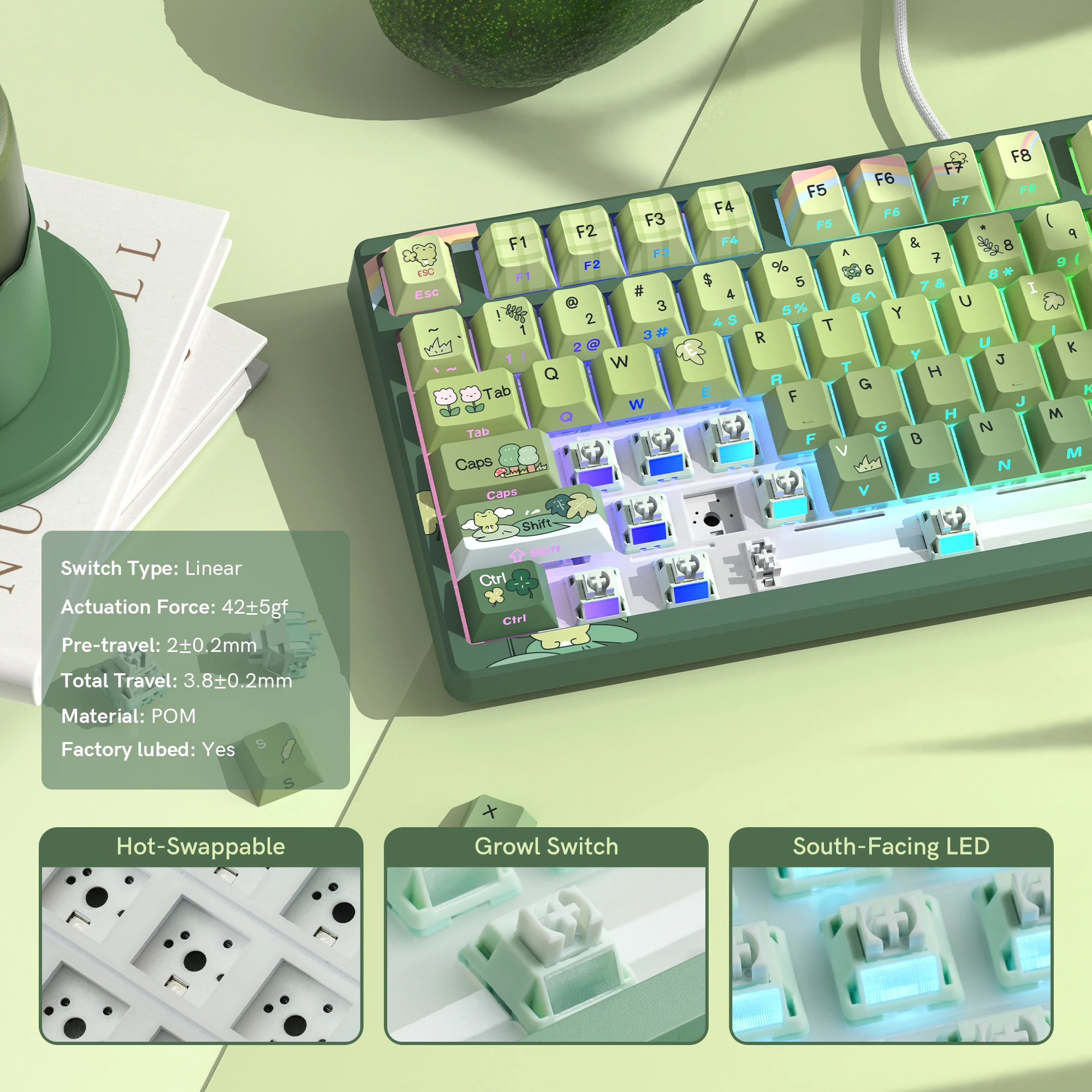 Womier SK80 Frog 75% Keyboard with Color OLED Display Mechanical Gaming Keyboard Gasket Mounted RGB Hot Swap Custom Keyboard